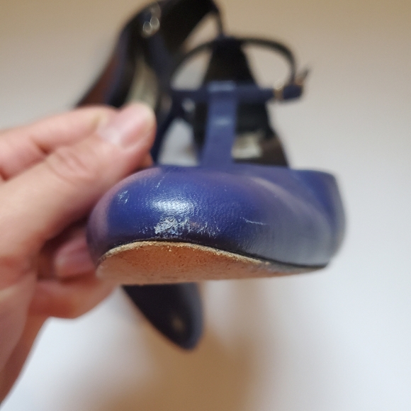 Vintage d'rossana Blue leather shoes size 8B pinup mod Vintage - Picture 10 of 12